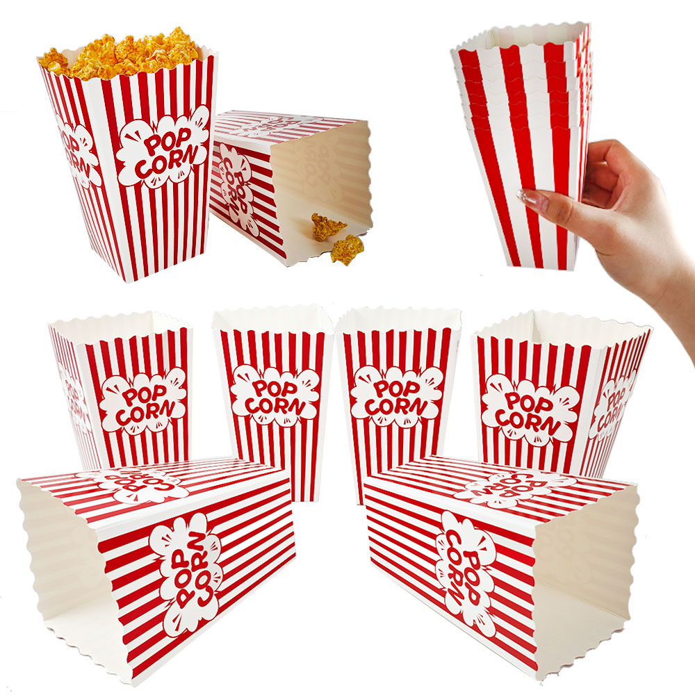 Cotton Candy Cone - 10-50Pcs Popcorn Paper Boxes Buckets Red
