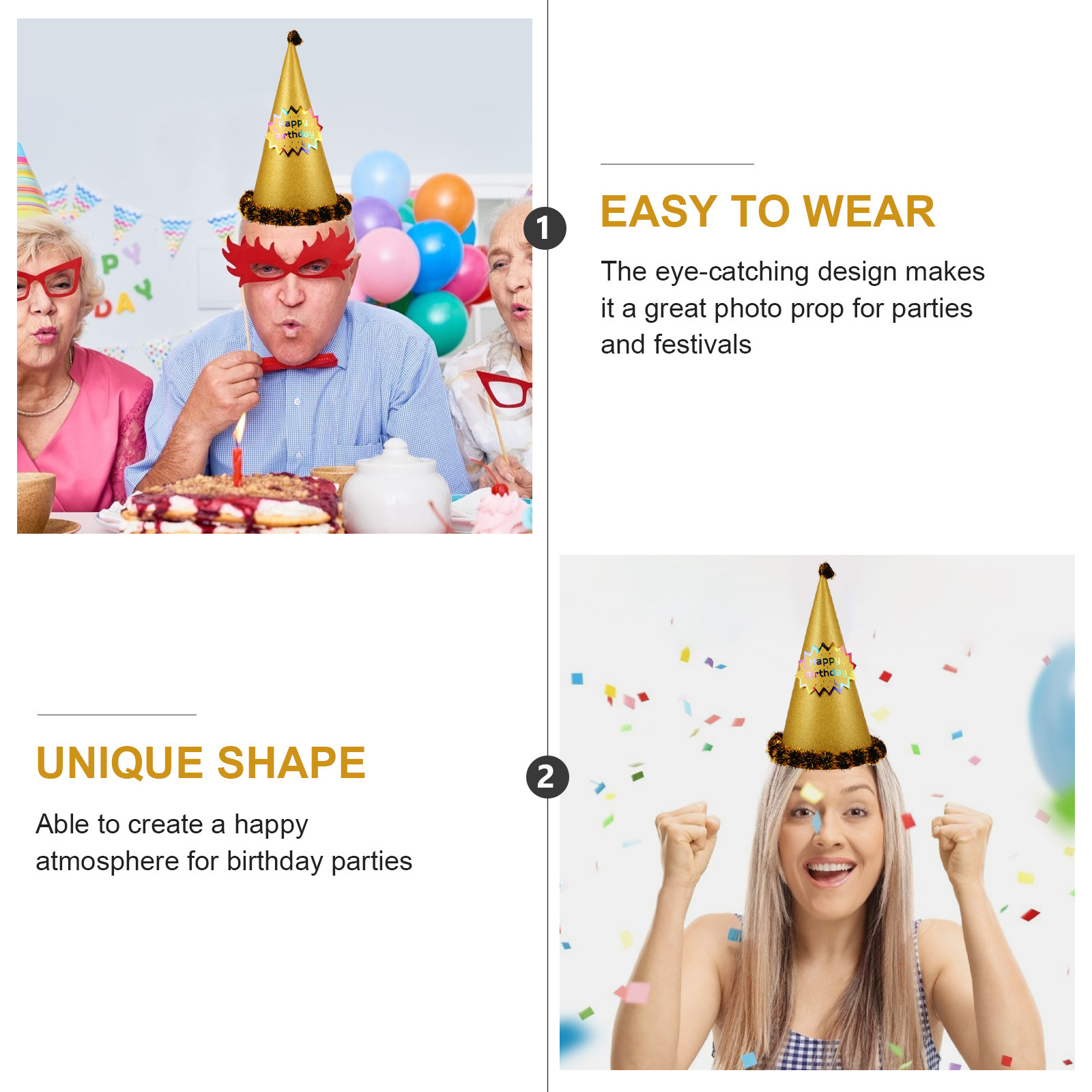 Gold Glitter Cone Party Hat Bi - Party Hat Cone 评论和价格