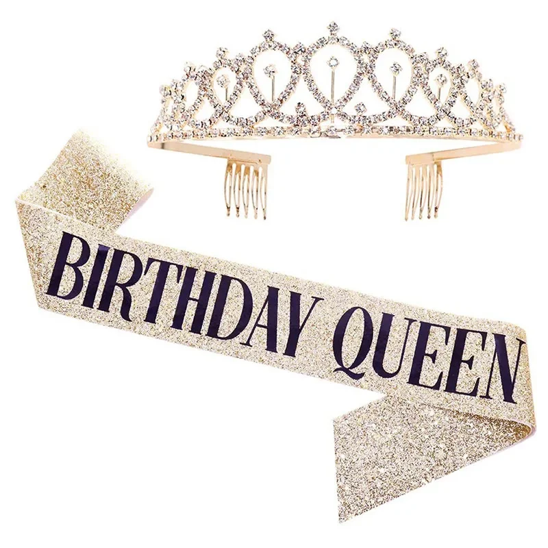 Birthday Queen Crown Girl Wome - Birthday Sash Glitter 评论和价格